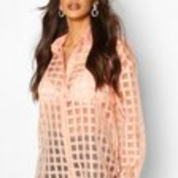 boohoo-Check Organza Button Through Shirt - Picture 4 of 8